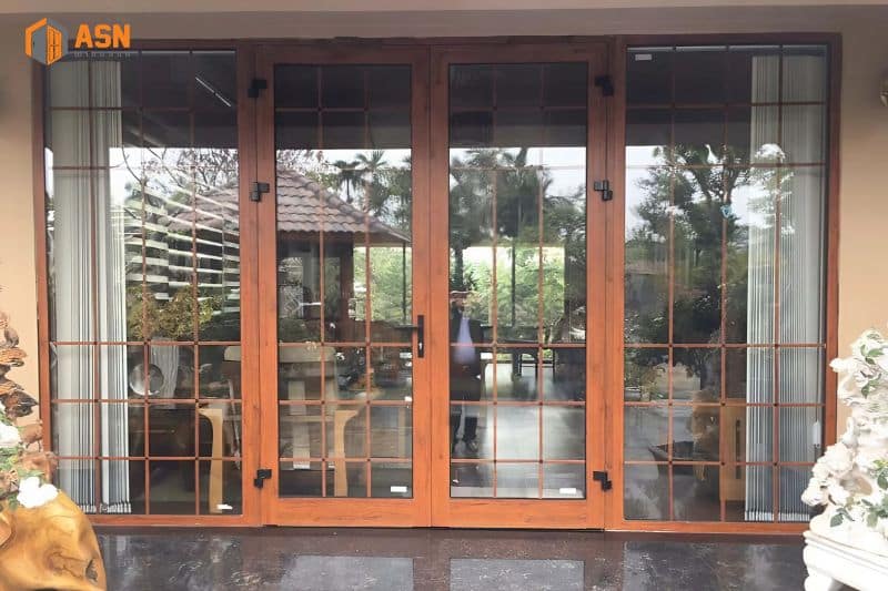 cửa nhôm kính giả gỗ