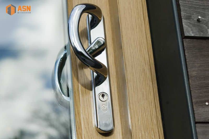 mẫu cửa nhôm kính 4 cánh vân gỗ