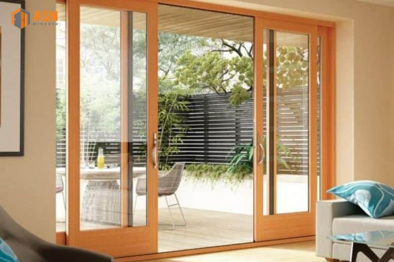 Cửa nhôm hệ 55 vân gỗ