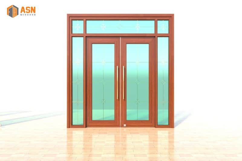 Cửa nhôm hệ 55 vân gỗ