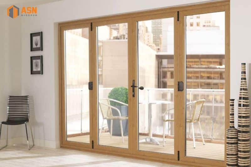 Cửa nhôm hệ 55 vân gỗ