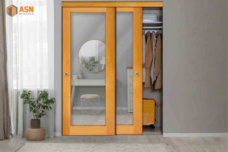 Cửa Nhôm Giả Gỗ 2 Cánh