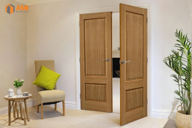 Cửa Nhôm Giả Gỗ 2 Cánh