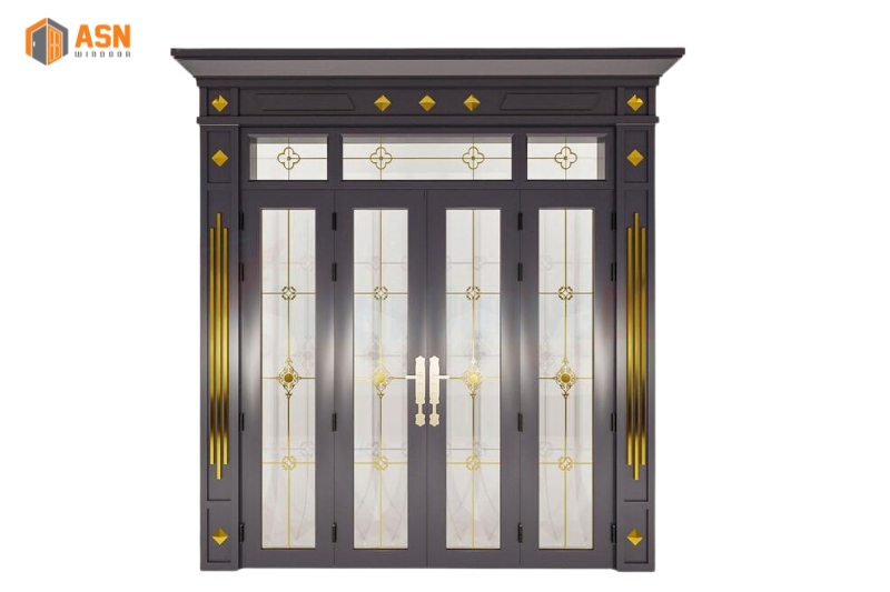 Cửa Nhôm Giả Gỗ 4 Cánh