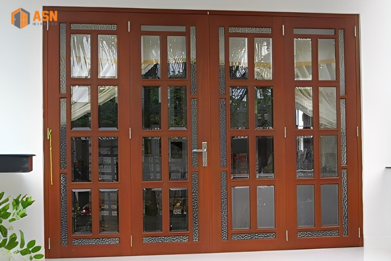 Cửa Nhôm Giả Gỗ 4 Cánh