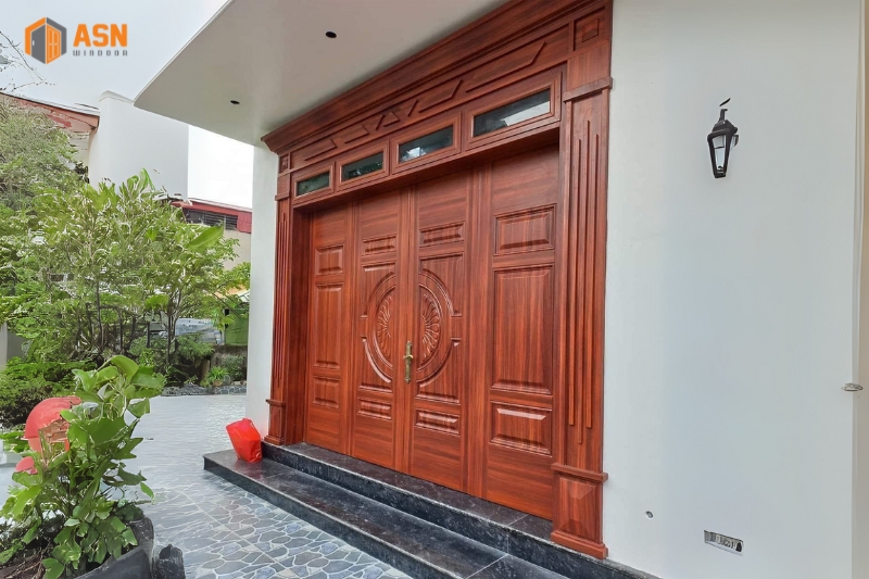 Cửa Nhôm Giả Gỗ 4 Cánh