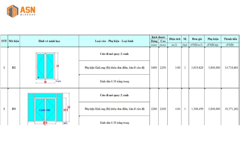 báo giá cửa nhôm Xingfa