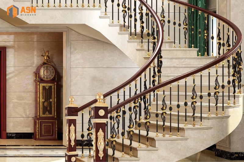 Lan can cầu thang nhôm đúc