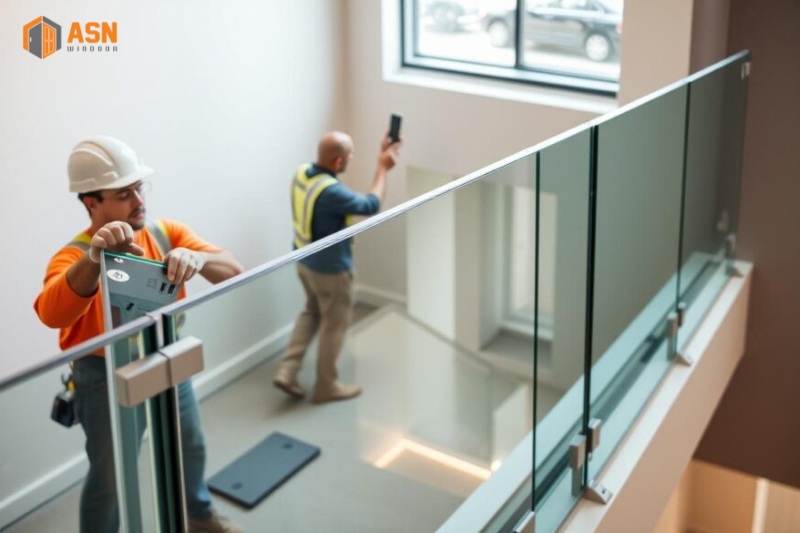 Lan can cầu thang nhôm đúc