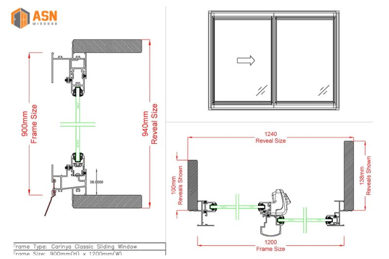 Cách trừ cửa sổ lùa 2 cánh hệ 55