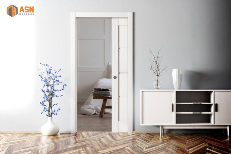 Cửa lùa 1 cánh phòng ngủ nhôm Xingfa